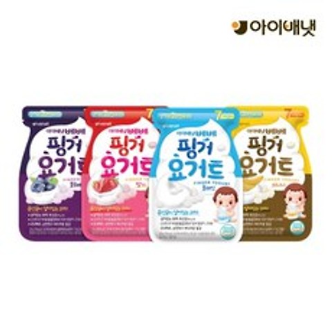 아이배냇 베베 핑거 요거트 4종세트 7개월부터, 플레인+딸기+바나나+블루베리