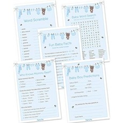 Baby Shower Game for Boy - 5 Activity Set - (Each 50 Card 250 Card) - Baby Shower Supplies, 본상품