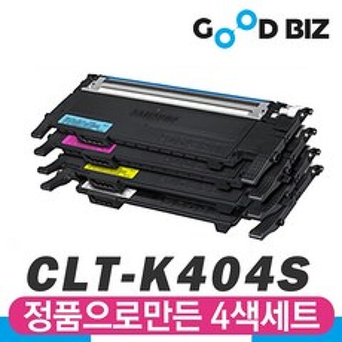 삼성전자 CLT-K404S 검정+노랑+빨강+파랑 4색세트 SL-C433 SL-C483W 재생토너, 1세트