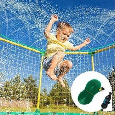 DEKAVA 트램펄린 스프링클러 어린이용 즐거운 여름 야외 워터파크 게임 스프링클러 야드 장난감 트램펄린 액세서리 39ft:, 단일옵션