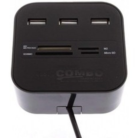 Storite All in One USB Hub Combo 3 USB 포트 및 All in One Card Reader, 단일옵션, 단일옵션