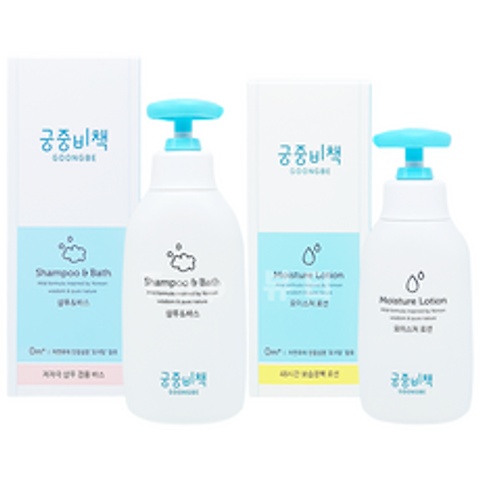 궁중비책 샴푸앤바스 350ml+모이스처 로션 250ml 아기바디워시 아기샴푸 유아로션, 1세트