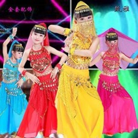 줌바탑 폴댄스 방송댄스 인도춤 공연복 유아 춤 공연 의류의 여아 벨리댄스