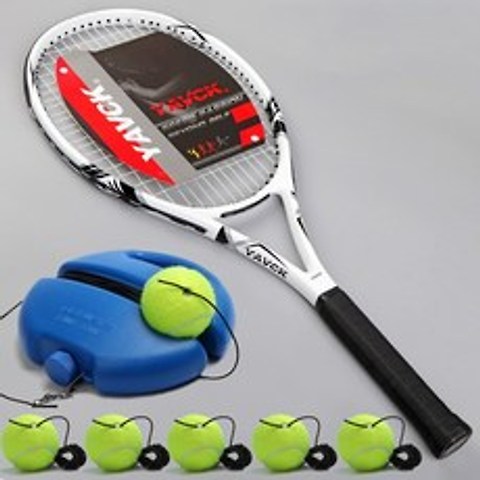 솔로테니스 셀프 혼자하는 테니스연습기 라켓볼 솔테 스쿼시 다이어트 라켓 풀세트, 화이트