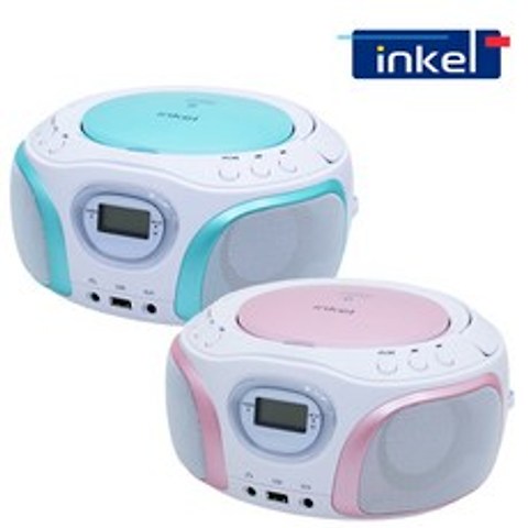 인켈 블루투스 LED 라이팅 USB MP3 CD플레이어 WP100 라디오 AUX 이어셋 기능지원, 인켈 CD플레이어 WP100(민트)