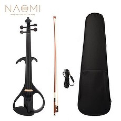 NAOMI Electronic E 바이올린 일렉트릭 바이올린 4/4 메이플 우드 바이올리노 에보니 프렛 보드 Brazilwood Bow 악기 케이스 포함|바이올린|, 1개, 단일, 단일