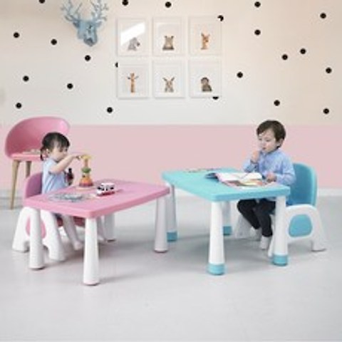 [1+1]파파앤키즈 콩콩이 유아용 높이조절 어린이 책상 의자 테이블세트, 핑크(테이블1 의자1)