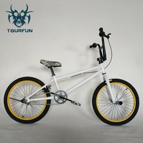 프리미엄 BMX 자전거 묘기자전거 익스트림 스포츠 20인치, 흰색 노란색