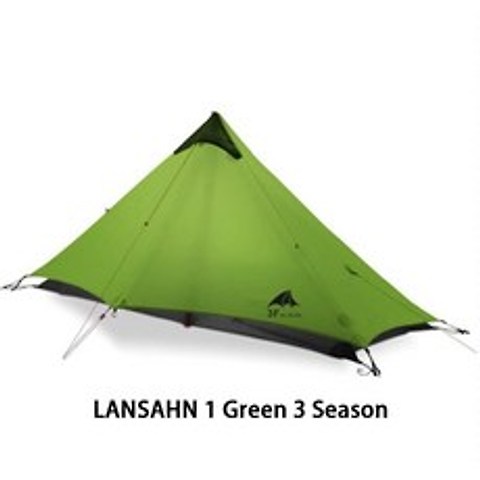 3F UL 기어 LANSHAN 1 야외 초경량 캠핑 텐트 1 인 3 시즌 전문 15D SILNYLON LANSHAN1 RODLESS TENT, 15D Green 3 season