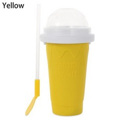 슬러시기계 슬러시 메이커 컵 매직 퀵 냉동 스무디 쿨링 컵 더블 레이어 스퀴즈 컵 수제, 노랑