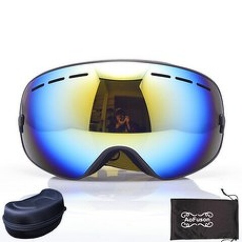 스키 고글 2020 새로운 브랜드 전문 UV400 보호 큰 구형 남성 여성 스키 안경 스키 Snowmobil 스노우 보드 고글, black 1 and case_8
