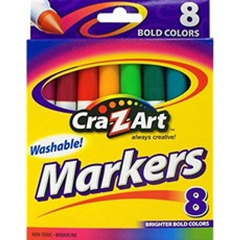 Cra-Z-Art Bold Washable Broadline Markers 8 Counts (Box of 8), Box of 8