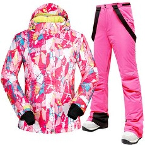 스키세트 커플룩 스케이트복 남녀 싱글널판지 스키장비 풀세트 면패딩 보온 방수 바람막이 스키복 세트, C21-로즈 카모+로즈 칼라 그레이-LQ