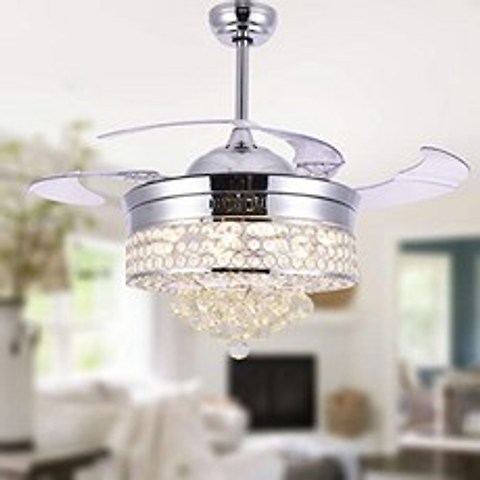 42  lighting modern crystal ceiling fan lighting lighting automatic motor three- (French Gold), French Gold