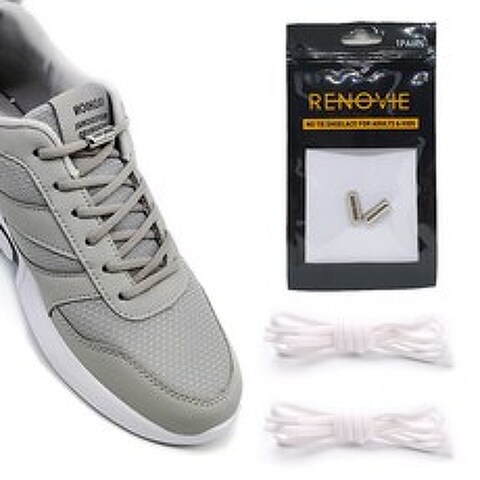 레노비 실버 캡슐+우동끈 set 신발끈 클립 고무줄 매듭없는 운동화 고무 신발 끈 정리 고정 세트 자석