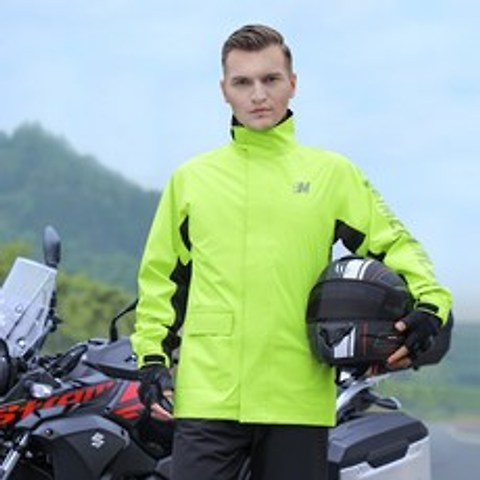 바이크 레인 코트 오토바이 배달 대행 우비 장마 여름 필수품 바람막이 핏, XL + 형광