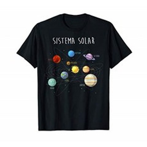 Planet T-Shirt Solar System with Earth Venus T-Shirt, 단일옵션