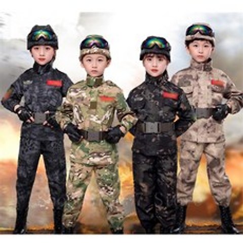 밀리터리 아동군사전술복 야외전투 CP 위장군복 키즈 보안 에어소프트 군무훈련복 세트군사