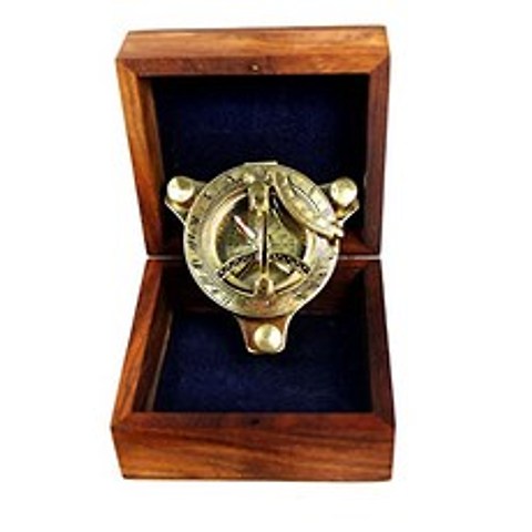 3 sundial compass - wooden box and brass, 본상품