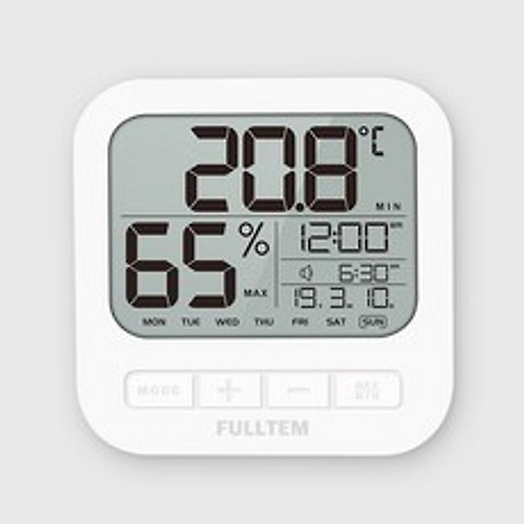 풀템 올인원 디지털 온습도계 알람 시계, 1개, 하얀색