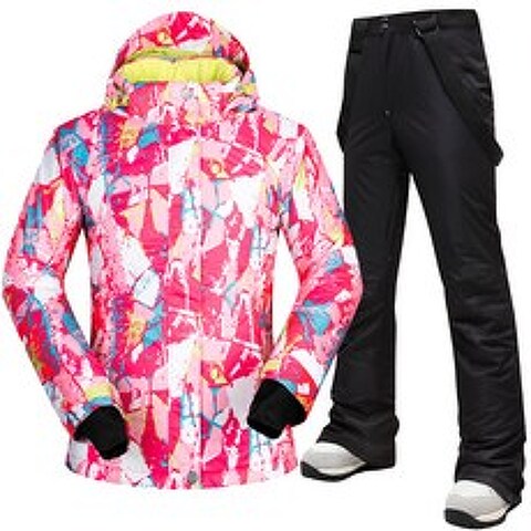 스키세트 커플룩 스케이트복 남녀 싱글널판지 스키장비 풀세트 면패딩 보온 방수 바람막이 스키복 세트, C22-로즈 카모+블랙 칼라 그레이-DF