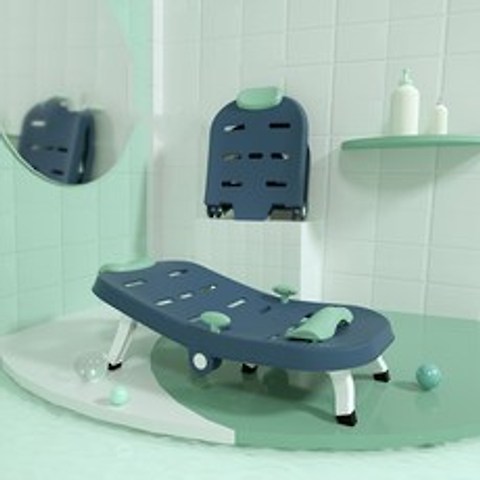 뉴타임즈7 유아목욕의자 접이식 휴대용아기 샴푸침대 감발 누름의자 아동 샴푸의자 신선기 머리 감는 가정의 방수 XZ04 A22, 그린