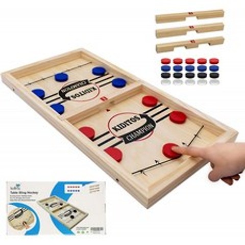Fast Sling Puck Game Large 2V2 Tabletop Family Battle Board Game 3 Level Slingshotal Hockey Game Classic Foosball W, 단일옵션