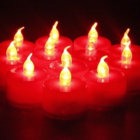 LED 티라이트 전자 양초 미니 캔들 홀더 촛불 초, (티라이트 레드)