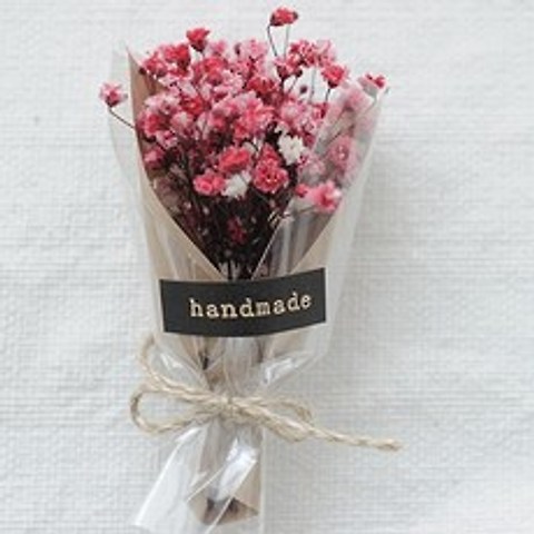 플라라 드라이플라워 초미니 꽃다발 선물용 인테리어소품, M15 빨강 안개꽃 (기본 크라프트지)
