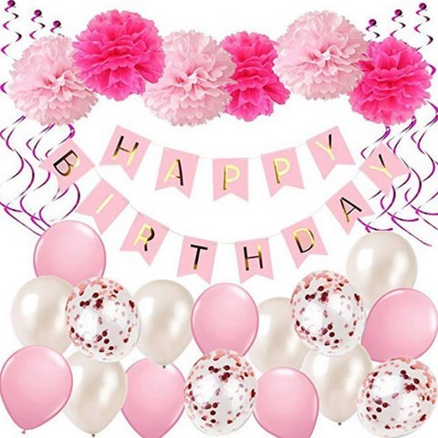 미니띠네 생일파티 핑크가랜드 꽃볼 혼합세트, 혼합 색상, 1세트
