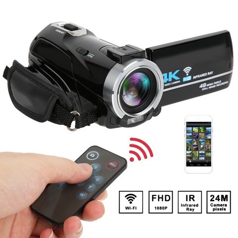 캠코더 camara profesional 4K Camcorder HD Infrared Night Vision Digital Video Camera Wifi with Mic, ColorTxt SizeTxt