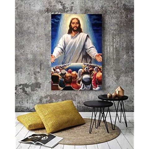 - Canvas Wall Art -Jesus Church Believers - Poster Giclee Wall Decorations for Living (32x48 M01), 32x48, M01