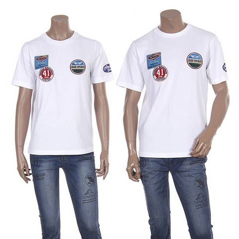 뉴코아 창원점 지프 <<지프>>깔끔한 와펜장식 기본 반팔티셔츠(남녀공용)JK2TSU209[뉴코아 창원] 반팔 티셔츠