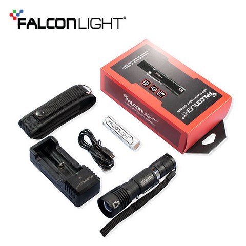 팔콘라이트 FL-610Plus 충전LED후레쉬 휴대용손전등, 손전등세트