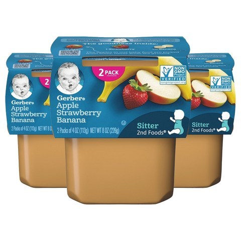 Gerber 2단계 어린이 식품 113g 2개입, 사과 딸기 바나나(Apple Strawberry Banana), 3개