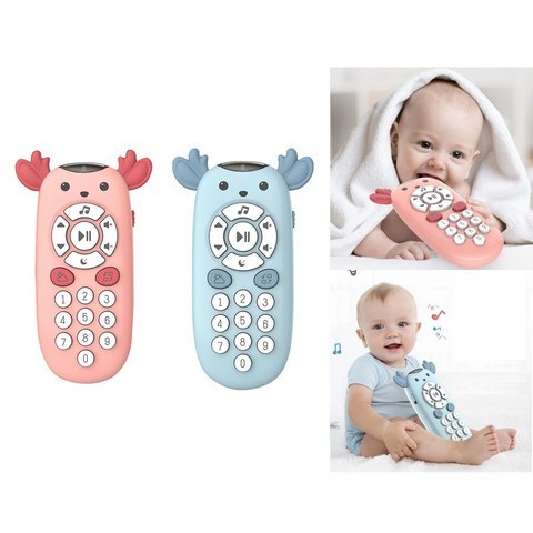 JC 2pcs 어린이 초기 교육 사슴 다기능 전화기 장난감(블루/핑크)