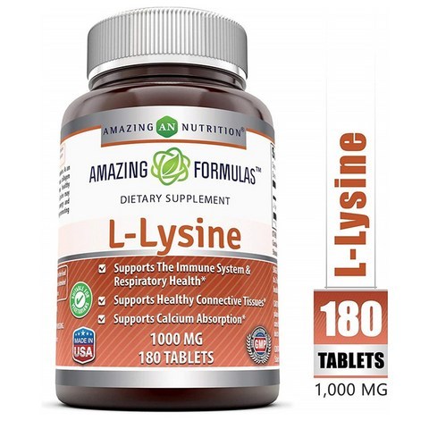 AN Formulas L-Lysine 엘라이신 1000mg 180캡슐, 1팩