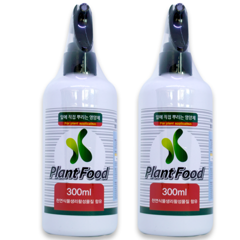 플랜트파트너스 잎에 직접 뿌리는 식물 화분 영양제 플랜트 푸드(Plant Food) 2병 세트 (각 300ml), 플랜트푸드 2병 세트