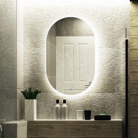 루비드 LED 간접 직타원형 트랙형 욕실 거실 거울, 세로형 500x800