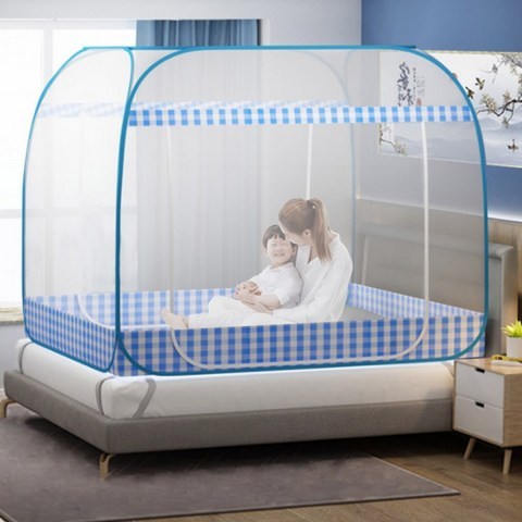 촘촘한 사각 모기장 야외 캠핑 텐트 아기 침대 슈퍼싱글 퀸 패밀리, 브라운 3인이상