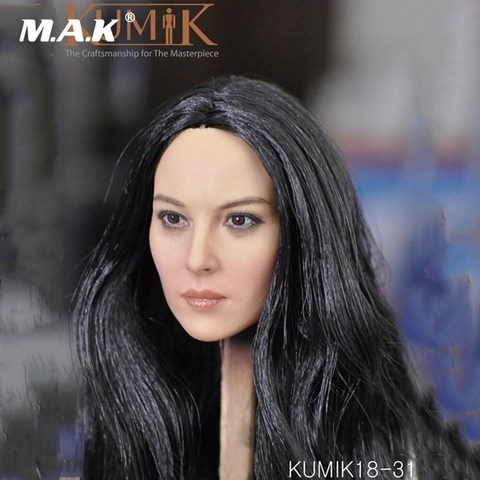 성인모형 KUMIK18-31 1 : 6 여성 머리 검은 머리 머리 조각 모델 12 인치