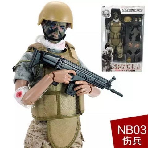 경찰 군인 인형 프라모델 특수부대 피규어 밀리터리 피규어 군인 모형, NB03(부상자)