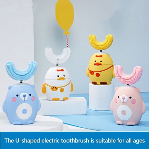 어린이 U 음파 전동 칫솔 어린이 실리콘 자동 울트라 소닉 칫솔 만화 패턴 어린이 구강 c|Toothbrushes|, 1개, Astronaut Blue7-14, 단일