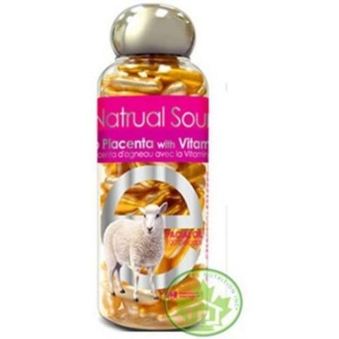 Bill Natural Sources Lamb Placenta with Vitamin E 100 Gelcaps - rejuvenates dull 스킨 cells and re, One Size, One Color