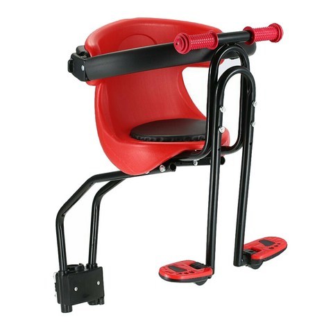 QDY 아이 앞 자전거 좌석 어린이 안전 의자 아기 캐리어 소프트 쿠션, 30x42x40cm, 스틸 튜브, 레드