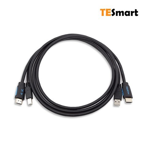 티이스마트 듀얼모니터 HDMI 2포트 KVM 스위치, KVM 통합 케이블 2M (HDMI 2.0)