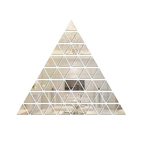 Triangle Wallpaper Mirror Acrylic Decorative Wall Sticker Childrens Room Nursery Bedroom Living Room Removable Sticker (Small Silver), 본상품