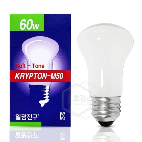 일광전구 국내산 백열전구 크립톤 60W (220V) 불투명, 전구색(노란빛)