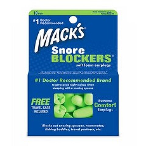 Macks 스노어블락커 수면귀마개 그린 + 케이스, 20개입
