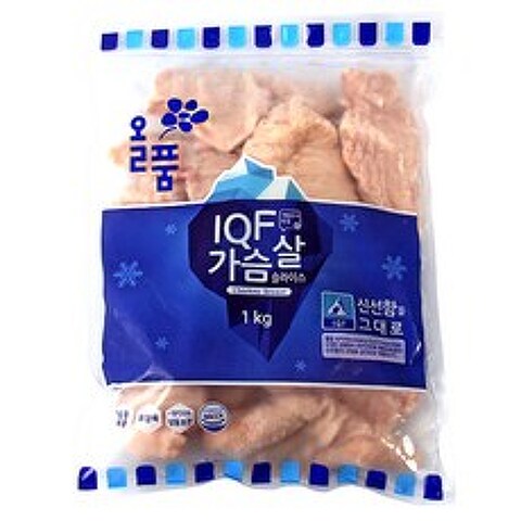 올품 IQF 닭가슴살 슬라이스, 1kg, 1개